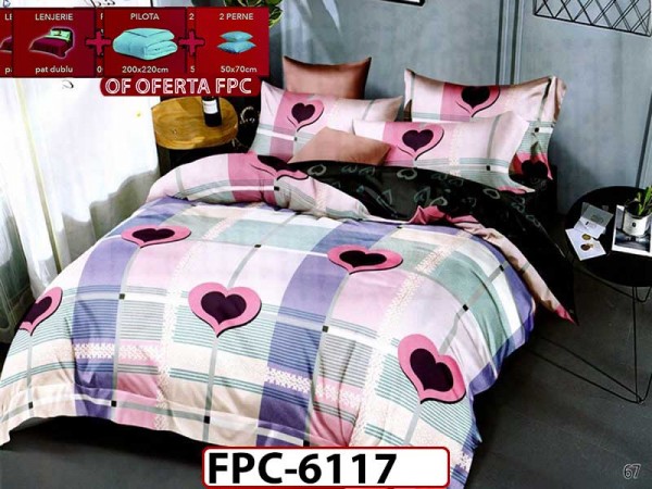 Lenjerie din finet 6 piese +Pilota+Perne - FPC6117 Lenjerie din finet 6 piese +Pilota+Perne - FPC6117