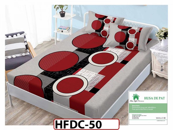 Husa de Pat din Finet + 2 Fete de Perne - Saltea 140x200 - Pat 2 Persoane - HFDC50 Husa de Pat din Finet + 2 Fete de Perne - Saltea 140x200 - Pat 2 Persoane - HFDC50