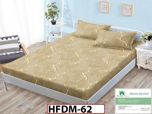 Husa de Pat din Finet + 2 Fete de Perne - Saltea 160x200 - Pat 2 Persoane - HFDM62 Husa de Pat din Finet + 2 Fete de Perne - Saltea 160x200 - Pat 2 Persoane - HFDM62