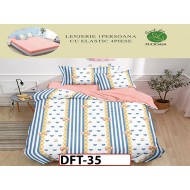 Lenjerie din finet 4 piese 1 Persoana Cearceaf cu Elastec - DFT35