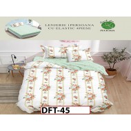Lenjerie din finet 4 piese 1 Persoana Cearceaf cu Elastec - DFT45