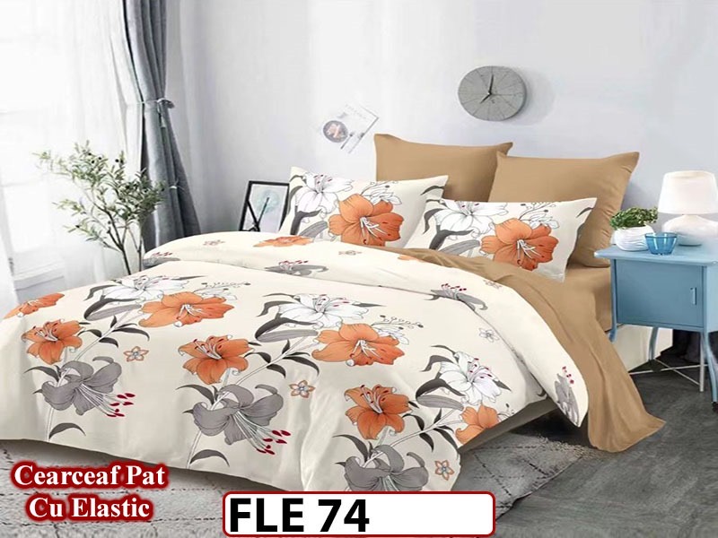 Lenjerie din finet  6 piese si cearceaf cu elastic - FLE74