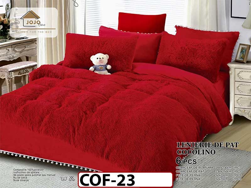 Lenjerie Cocolino Fluffy Pufoasa -Pat De 2 Persoane cu 6 piese - COF23