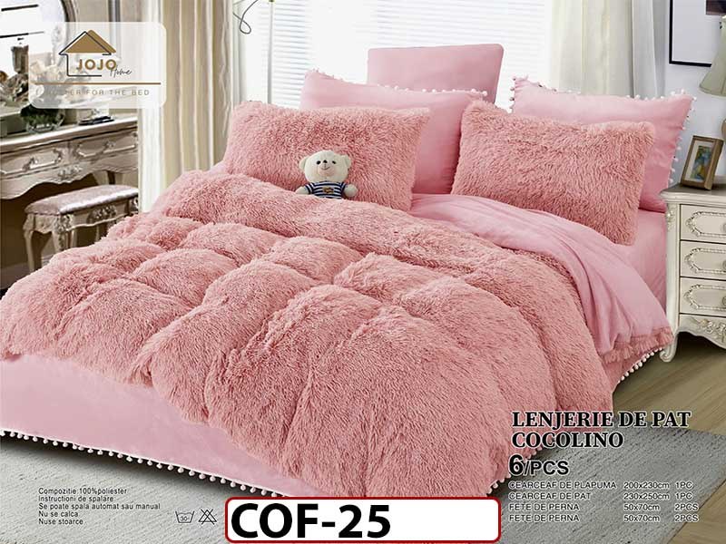 Lenjerie Cocolino Fluffy Pufoasa -Pat De 2 Persoane cu 6 piese - COF25