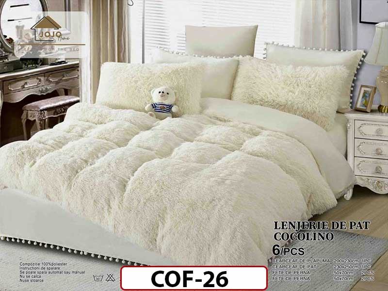 Lenjerie Cocolino Fluffy Pufoasa -Pat De 2 Persoane cu 6 piese - COF26