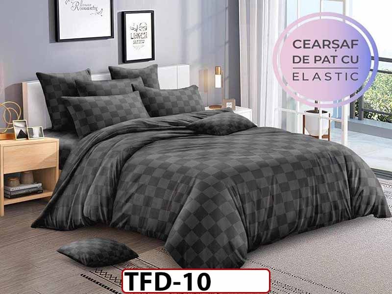 Lenjerie de pat dublu de lux din Damasc Finetat cu 6 piese - TFD10