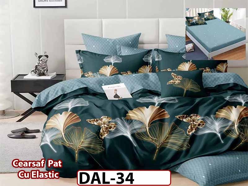 Lenjerie din finet cu 6 piese si cearceaf cu Elastic - DAL34