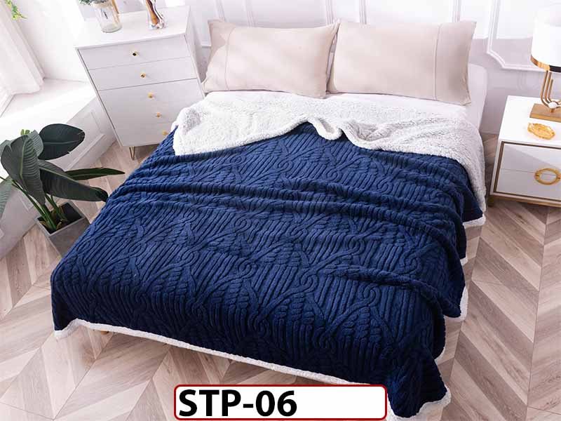 Patura Pufoasa Cocolino cu Blanita, tip tricotaj impletit, pentru pat dublu 200x230cm STP06