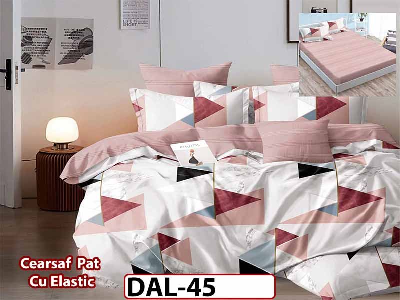 Lenjerie din finet cu 6 piese si cearceaf cu Elastic - DAL45