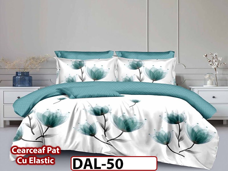 Lenjerie din finet cu 6 piese si cearceaf cu Elastic - DAL50