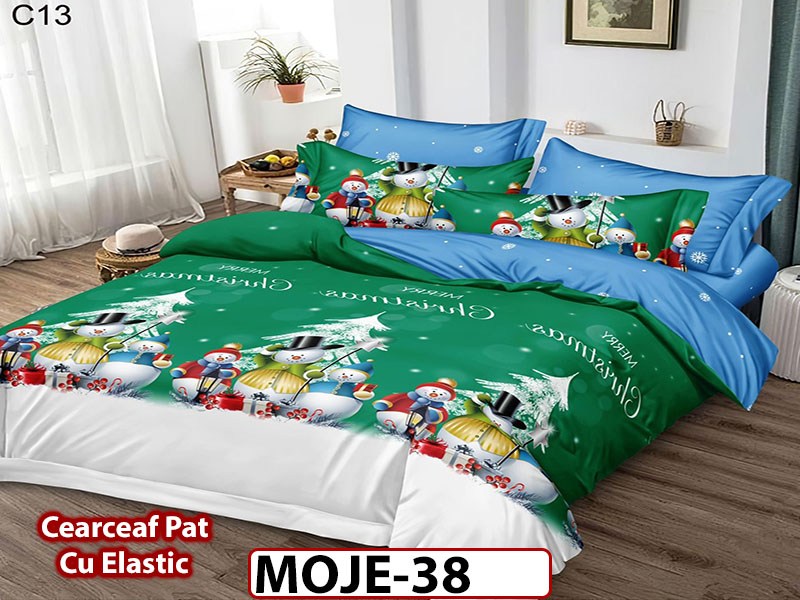 Lenjerie din finet 6 piese si cearceaf cu elastic - MOJE38