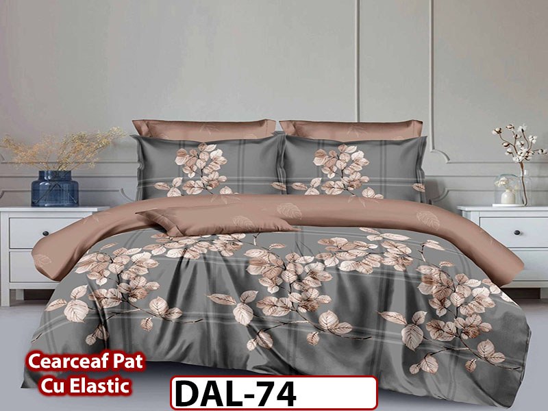 Lenjerie din finet cu 6 piese si cearceaf cu Elastic - DAL74