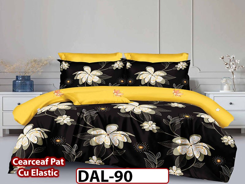 Lenjerie din finet cu 6 piese si cearceaf cu Elastic - DAL90