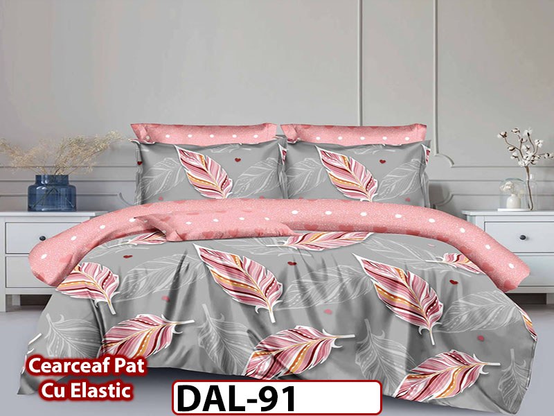 Lenjerie din finet cu 6 piese si cearceaf cu Elastic - DAL91