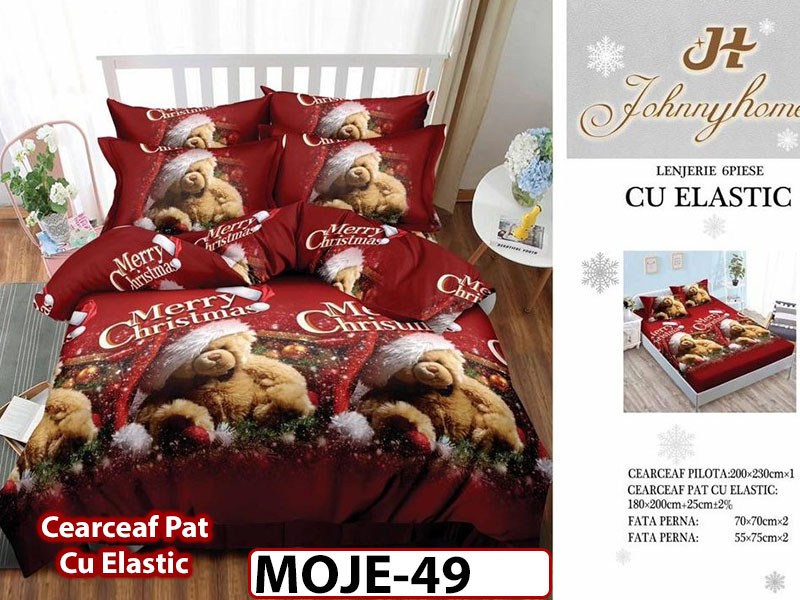 Lenjerie din finet 6 piese si cearceaf cu elastic - MOJE49