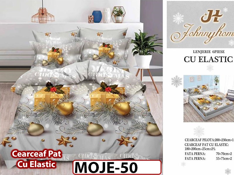 Lenjerie din finet 6 piese si cearceaf cu elastic - MOJE50