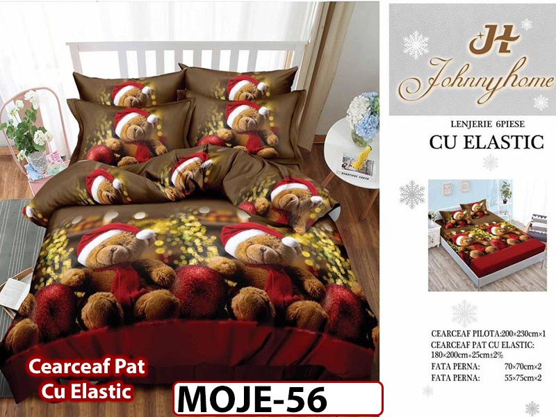 Lenjerie din finet 6 piese si cearceaf cu elastic - MOJE56