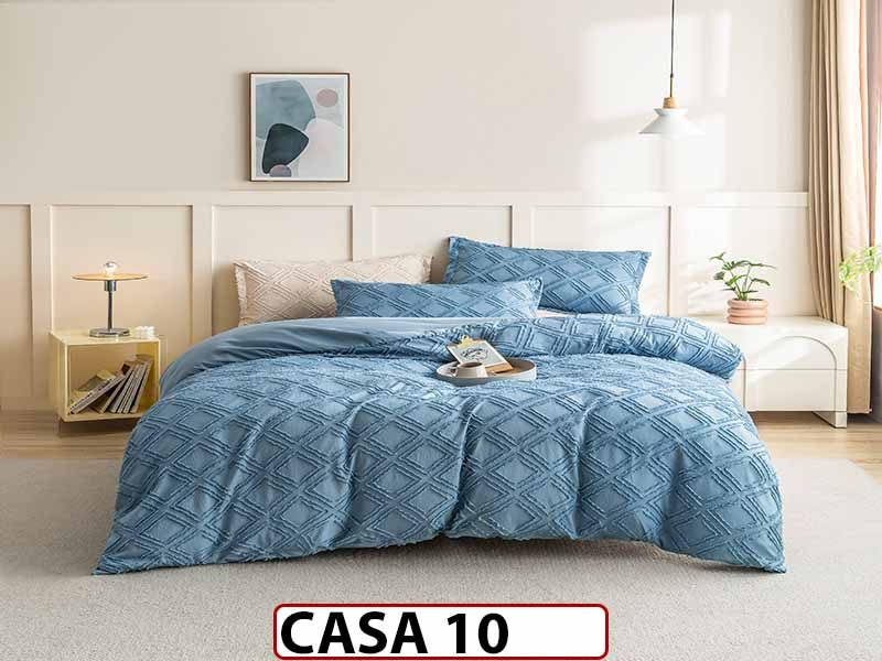 Lenjerie din Bumbac Satinat cu Elastic si Broderie cu 4 Piese - CASA10