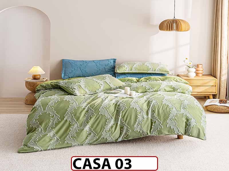 Lenjerie din Bumbac Satinat cu Elastic si Broderie cu 4 Piese - CASA03