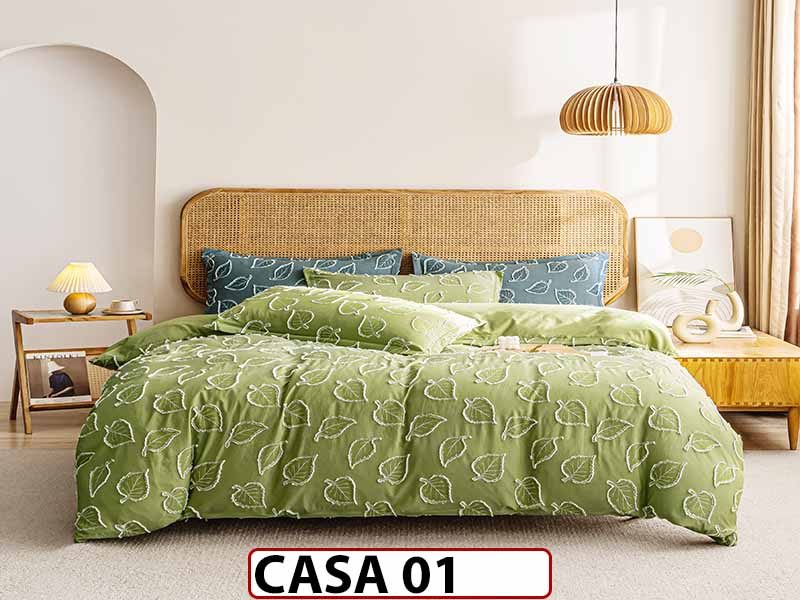 Lenjerie din Bumbac Satinat cu Elastic si Broderie cu 4 Piese - CASA01