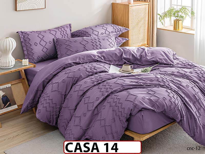 Lenjerie din Bumbac Satinat cu Elastic si Broderie cu 4 Piese - CASA14