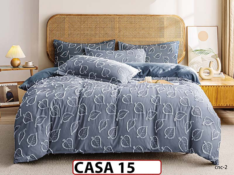 Lenjerie din Bumbac Satinat cu Elastic si Broderie cu 4 Piese - CASA15