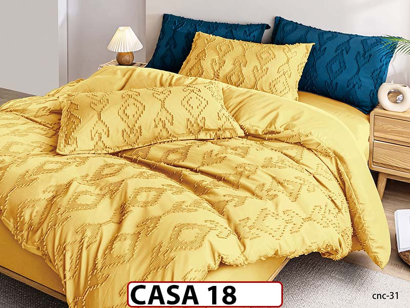 Lenjerie din Bumbac Satinat cu Elastic si Broderie cu 4 Piese - CASA18