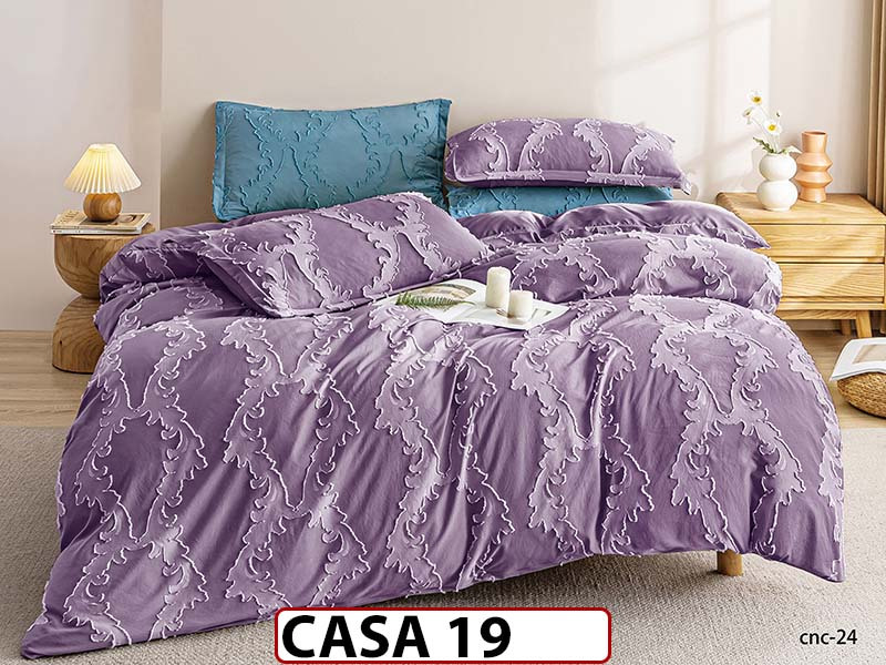 Lenjerie din Bumbac Satinat cu Elastic si Broderie cu 4 Piese - CASA19