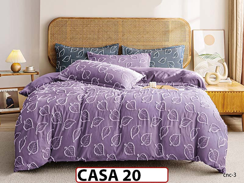 Lenjerie din Bumbac Satinat cu Elastic si Broderie cu 4 Piese - CASA20