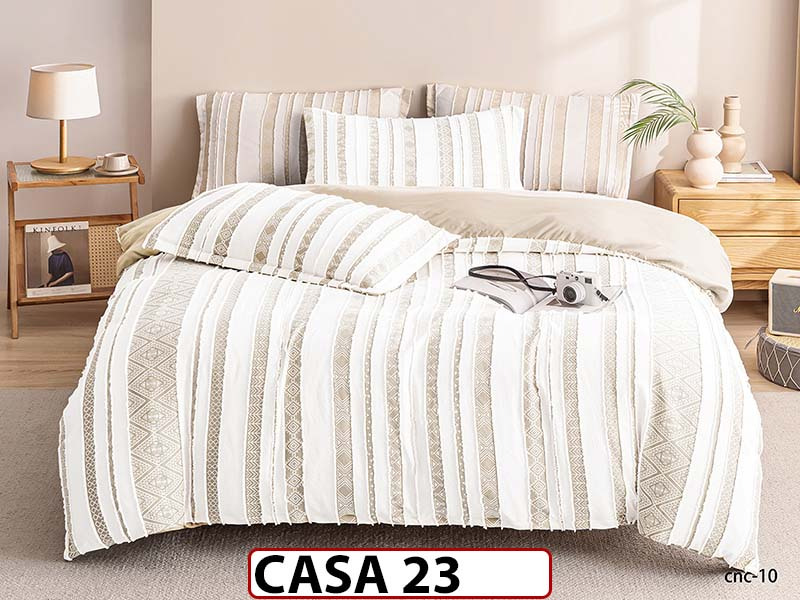 Lenjerie din Bumbac Satinat cu Elastic si Broderie cu 4 Piese - CASA23