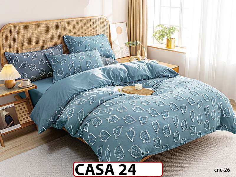 Lenjerie din Bumbac Satinat cu Elastic si Broderie cu 4 Piese - CASA24