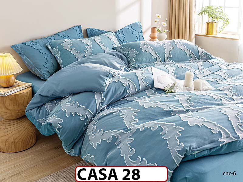 Lenjerie din Bumbac Satinat cu Elastic si Broderie cu 4 Piese - CASA28