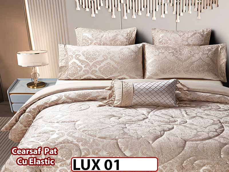 Lenjerie Jacquard din Bumbac cu Pilota cu 7 Piese - LUX01