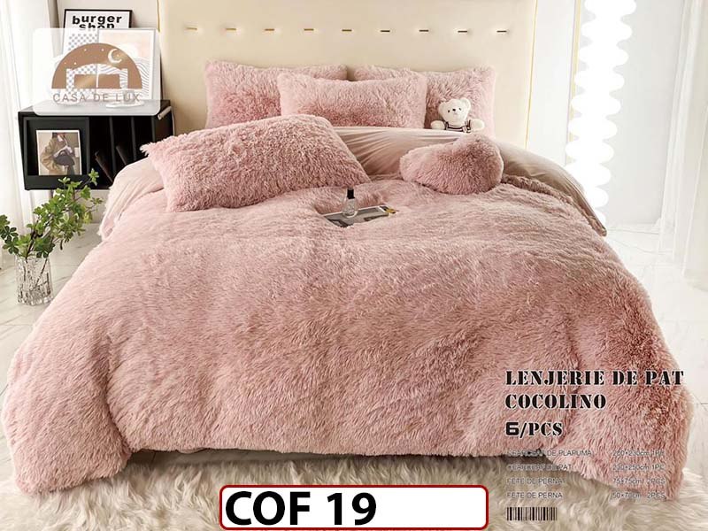 Lenjerie Cocolino Fluffy Pufoasa -Pat De 2 Persoane cu 6 piese - COF19