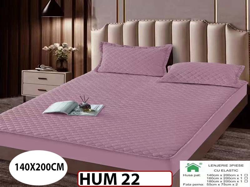 Husa matlasata tip topper din catifea + 2 Fete de Perne - Saltea 140x200- HUM22