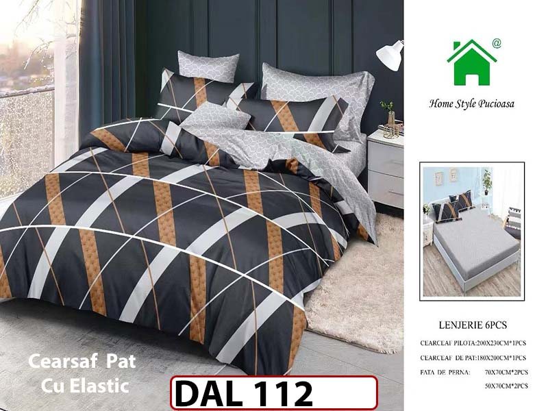 Lenjerie din finet cu 6 piese si cearceaf cu Elastic - DAL112