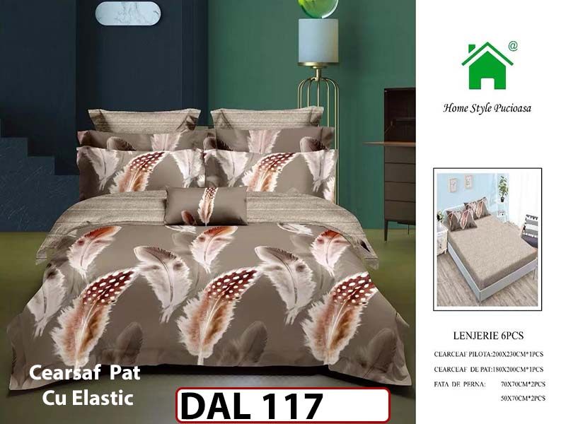 Lenjerie din finet cu 6 piese si cearceaf cu Elastic - DAL117