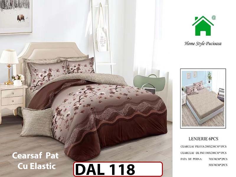 Lenjerie din finet cu 6 piese si cearceaf cu Elastic - DAL118