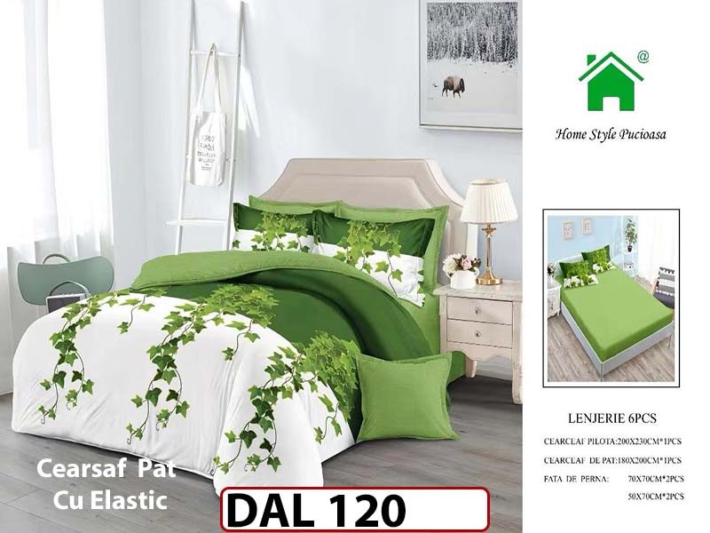 Lenjerie din finet cu 6 piese si cearceaf cu Elastic - DAL120