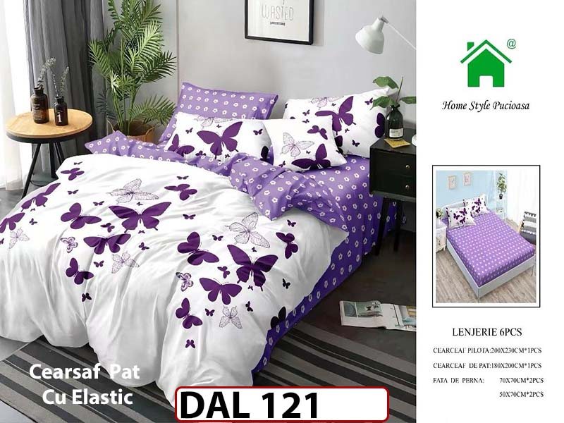 Lenjerie din finet cu 6 piese si cearceaf cu Elastic - DAL121