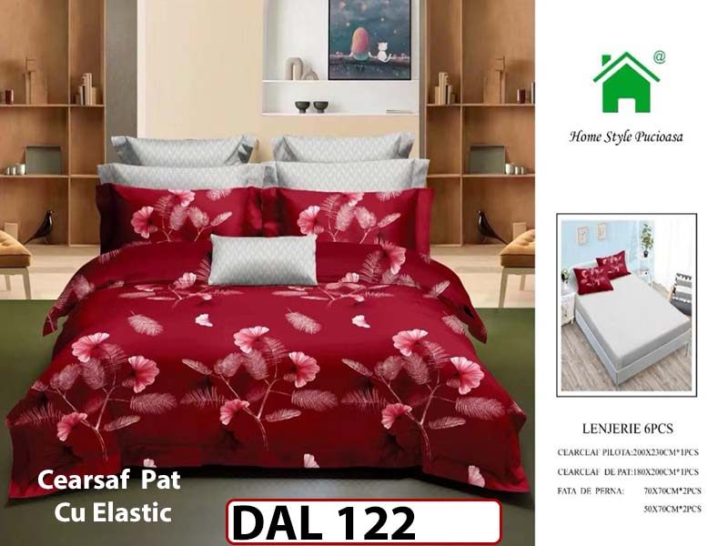 Lenjerie din finet cu 6 piese si cearceaf cu Elastic - DAL122