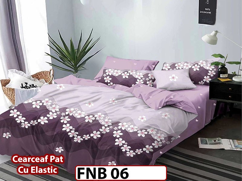 Lenjerie din finet 4 piese si cearceaf cu elastic - FNB06