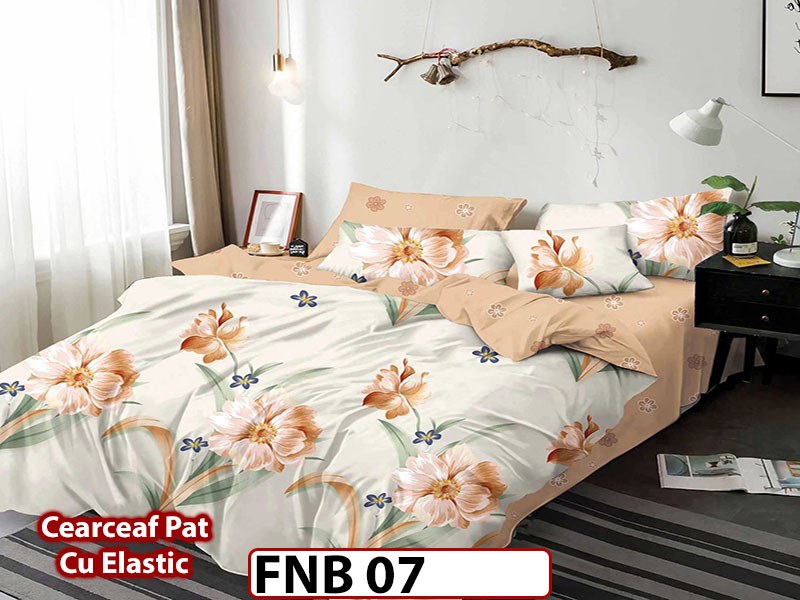 Lenjerie din finet  4 piese si cearceaf cu elastic - FNB07