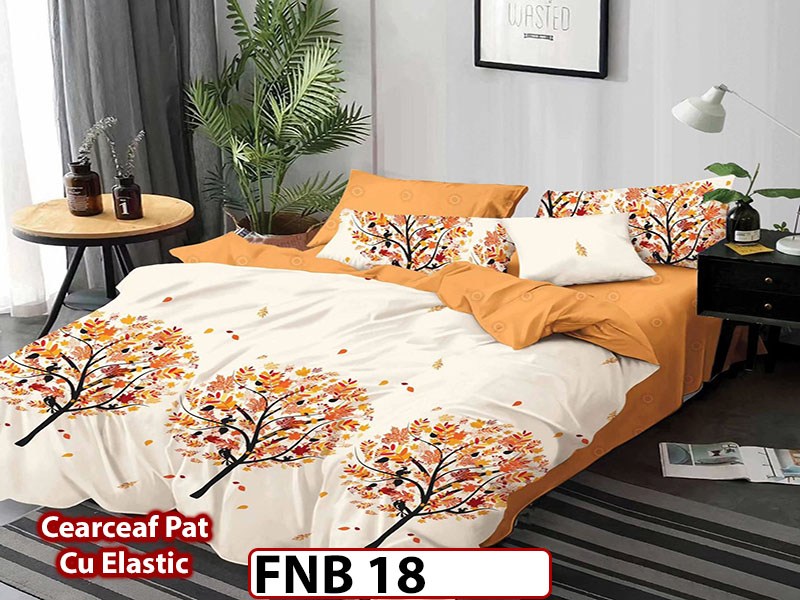 Lenjerie din finet 4 piese si cearceaf cu elastic - FNB18