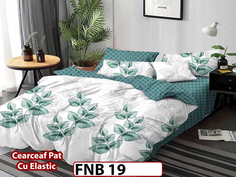 Lenjerie din finet  4 piese si cearceaf cu elastic - FNB19