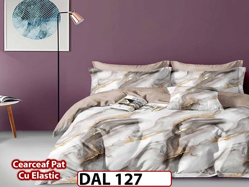 Lenjerie din finet cu 6 piese si cearceaf cu Elastic - DAL127