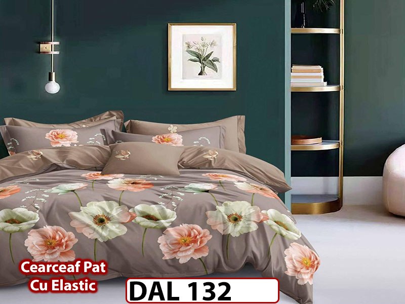 Lenjerie din finet cu 6 piese si cearceaf cu Elastic - DAL132