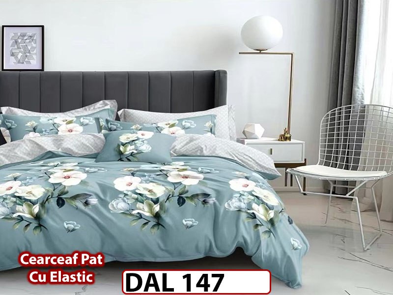 Lenjerie din finet cu 6 piese si cearceaf cu Elastic - DAL147