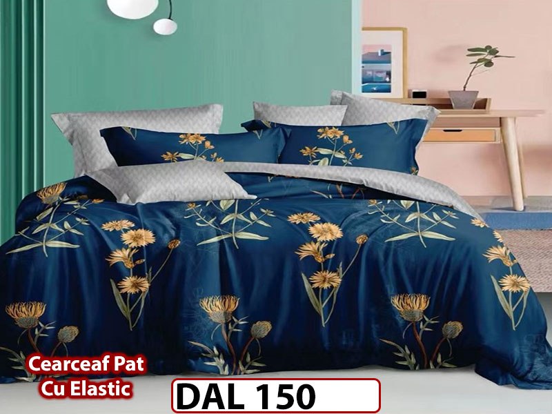 Lenjerie din finet cu 6 piese si cearceaf cu Elastic - DAL150