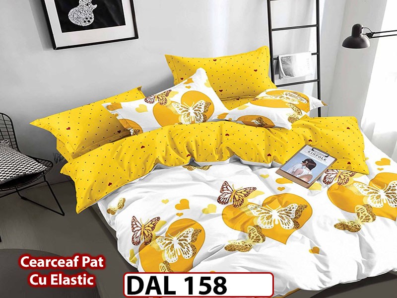 Lenjerie din finet cu 6 piese si cearceaf cu Elastic - DAL158